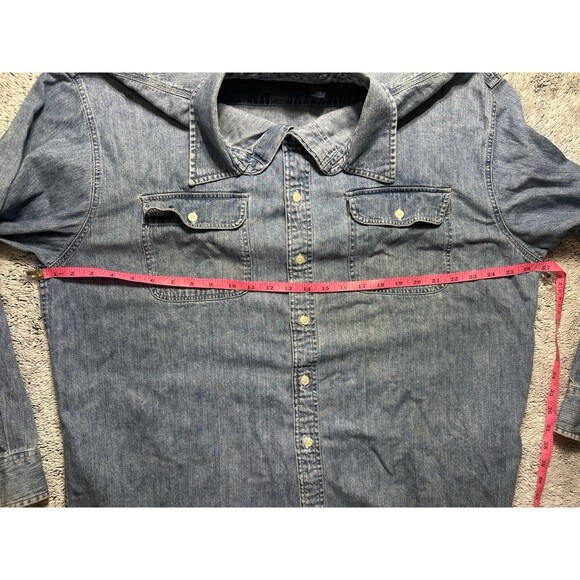 VTG Gap Denim Shirt Mens XL Button Down Distressed Jean Work Y2K 90s‎ - Picture 8 of 12
